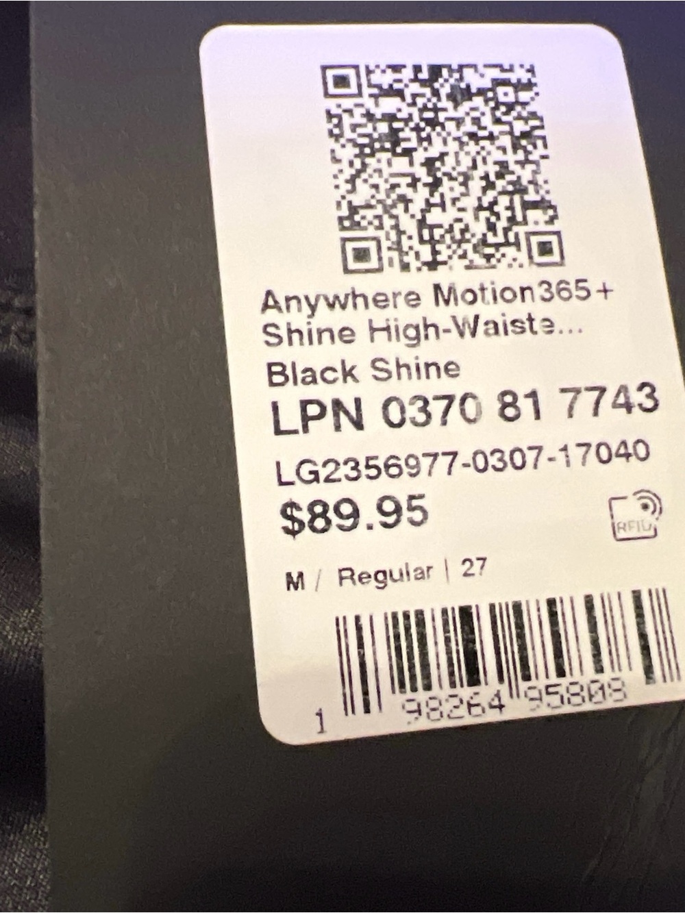 NWT Fabletics Anywhere Motion365+ Shine High-Waisted Legging Black M - Picture 7 of 7